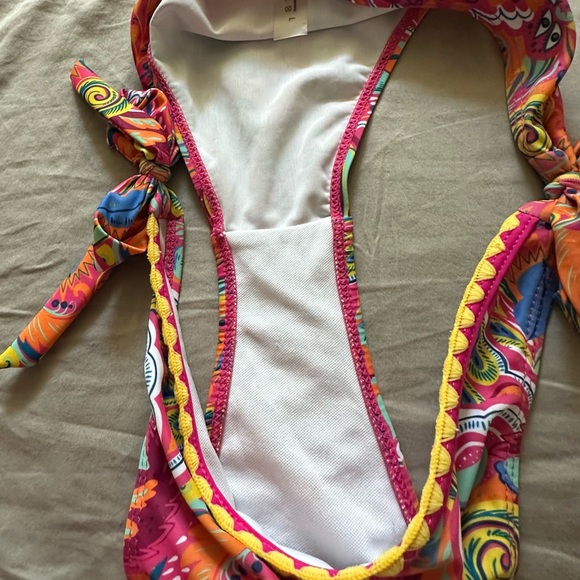 Bikini bottom Multi gorgeous colors sz Lguc adjustable sudes 👁️ at measurements - Picture 6 of 10